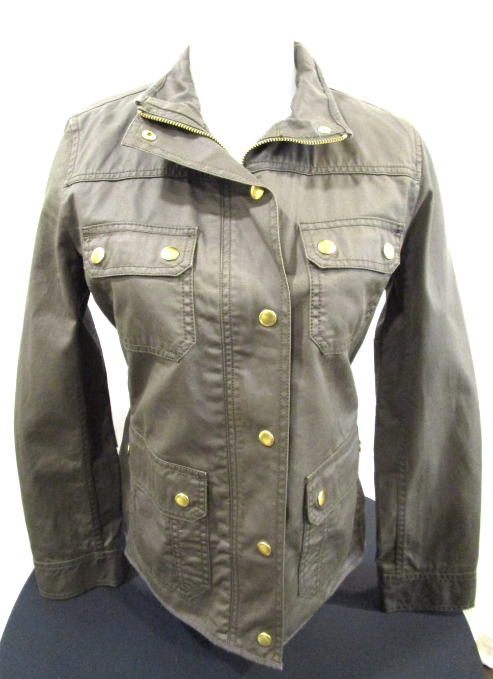 J. Crew Olive Green Waxed Canvas Downtown Field Jacket Women Sz S